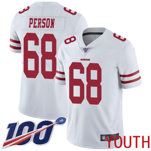 San Francisco 49ers Limited White Youth Mike Person Road NFL Jersey #68 100th Season Vapor Untouchable->san francisco 49ers->NFL Jersey